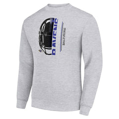 Starter Half Helmet Team Graphic Tri-Blend Fleece Pullover Sweatshirt - Baltimore Ravens Pullover