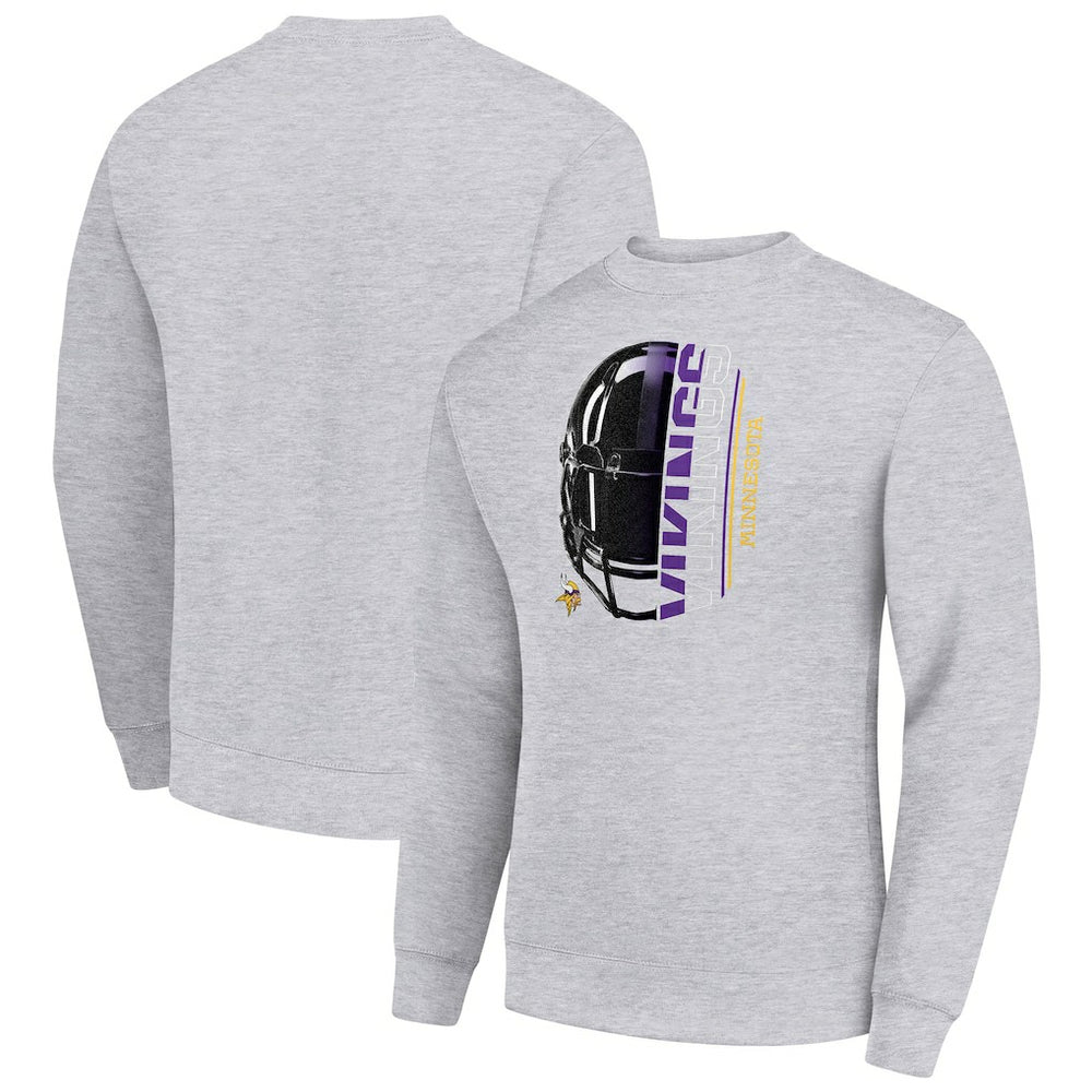 Starter Half Helmet Team Graphic Tri-Blend Fleece Pullover Sweatshirt - Minnesota Vikings Pullover