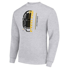 Starter Half Helmet Team Graphic Tri-Blend Fleece Pullover Sweatshirt - Pittsburgh Steelers Pullover