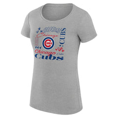 Heather Gray Chicago Cubs G-III 4Her by Carl Banks Women's Super-Slim Fit Lightweight Collage Team Graphic Crew Neck T-Shirt