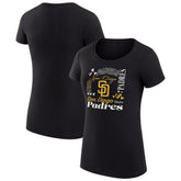 Black San Diego Padres G-III 4Her by Carl Banks Women's Super-Slim Fit Lightweight Collage Team Graphic Crew Neck T-Shirt