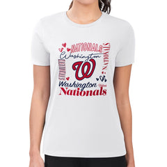 White Washington Nationals G-III 4Her by Carl Banks Women's Super-Slim Fit Lightweight Collage Team Graphic Crew Neck T-Shirt