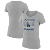 Heather Gray Los Angeles Dodgers G-III 4Her by Carl Banks Women's Super-Slim Fit Lightweight Collage Team Graphic Crew Neck T-Shirt