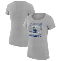 Heather Gray Los Angeles Dodgers G-III 4Her by Carl Banks Women's Super-Slim Fit Lightweight Collage Team Graphic Crew Neck T-Shirt