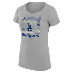 Heather Gray Los Angeles Dodgers G-III 4Her by Carl Banks Women's Super-Slim Fit Lightweight Collage Team Graphic Crew Neck T-Shirt