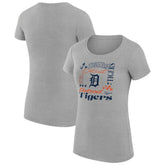Heather Gray Detroit Tigers G-III 4Her by Carl Banks Women's Super-Slim Fit Lightweight Collage Team Graphic Crew Neck T-Shirt