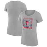 Heather Gray Philadelphia Phillies G-III 4Her by Carl Banks Women's Super-Slim Fit Lightweight Collage Team Graphic Crew Neck T-Shirt