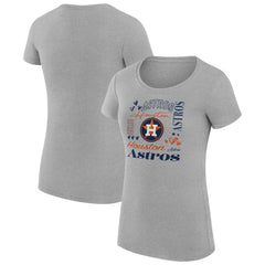 Heather Gray Houston Astros G-III 4Her by Carl Banks Women's Super-Slim Fit Lightweight Collage Team Graphic Crew Neck T-Shirt