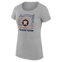 Heather Gray Houston Astros G-III 4Her by Carl Banks Women's Super-Slim Fit Lightweight Collage Team Graphic Crew Neck T-Shirt