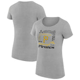 Heather Gray Pittsburgh Pirates G-III 4Her by Carl Banks Women's Super-Slim Fit Lightweight Collage Team Graphic Crew Neck T-Shirt