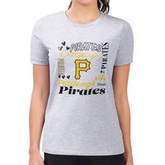 Heather Gray Pittsburgh Pirates G-III 4Her by Carl Banks Women's Super-Slim Fit Lightweight Collage Team Graphic Crew Neck T-Shirt