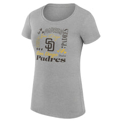 Heather Gray San Diego Padres G-III 4Her by Carl Banks Women's Super-Slim Fit Lightweight Collage Team Graphic Crew Neck T-Shirt