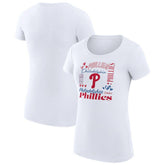 White Philadelphia Phillies G-III 4Her by Carl Banks Women's Super-Slim Fit Lightweight Collage Team Graphic Crew Neck T-Shirt