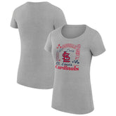 Heather Gray St. Louis Cardinals G-III 4Her by Carl Banks Women's Super-Slim Fit Lightweight Collage Team Graphic Crew Neck T-Shirt