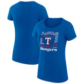 Royal Texas Rangers G-III 4Her by Carl Banks Women's Super-Slim Fit Lightweight Collage Team Graphic Crew Neck T-Shirt