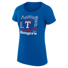 Royal Texas Rangers G-III 4Her by Carl Banks Women's Super-Slim Fit Lightweight Collage Team Graphic Crew Neck T-Shirt