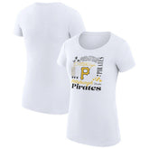 White Pittsburgh Pirates G-III 4Her by Carl Banks Women's Super-Slim Fit Lightweight Collage Team Graphic Crew Neck T-Shirt