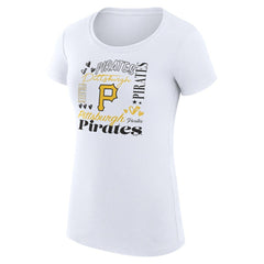 White Pittsburgh Pirates G-III 4Her by Carl Banks Women's Super-Slim Fit Lightweight Collage Team Graphic Crew Neck T-Shirt