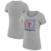 Heather Gray Texas Rangers G-III 4Her by Carl Banks Women's Super-Slim Fit Lightweight Collage Team Graphic Crew Neck T-Shirt