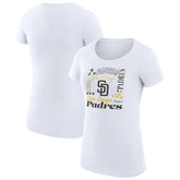 White San Diego Padres G-III 4Her by Carl Banks Women's Super-Slim Fit Lightweight Collage Team Graphic Crew Neck T-Shirt