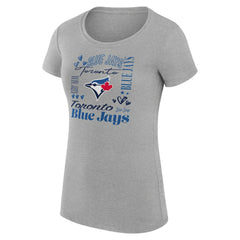 Heather Gray Toronto Blue Jays G-III 4Her by Carl Banks Women's Super-Slim Fit Lightweight Collage Team Graphic Crew Neck T-Shirt