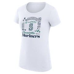 White Seattle Mariners G-III 4Her by Carl Banks Women's Super-Slim Fit Lightweight Collage Team Graphic Crew Neck T-Shirt