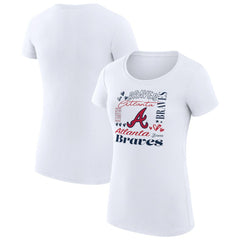White Atlanta Braves G-III 4Her by Carl Banks Women's Super-Slim Fit Lightweight Collage Team Graphic Crew Neck T-Shirt