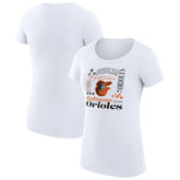 White Baltimore Orioles G-III 4Her by Carl Banks Women's Super-Slim Fit Lightweight Collage Team Graphic Crew Neck T-Shirt