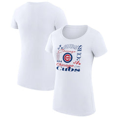 White Chicago Cubs G-III 4Her by Carl Banks Women's Super-Slim Fit Lightweight Collage Team Graphic Crew Neck T-Shirt