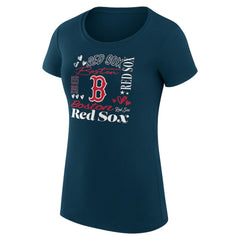 Navy Boston Red Sox G-III 4Her by Carl Banks Women's Super-Slim Fit Lightweight Collage Team Graphic Crew Neck T-Shirt