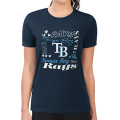 Navy Tampa Bay Rays G-III 4Her by Carl Banks Women's Super-Slim Fit Lightweight Collage Team Graphic Crew Neck T-Shirt