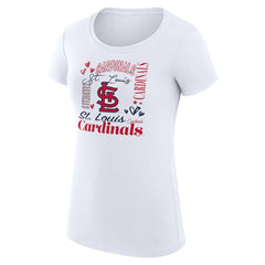 White St. Louis Cardinals G-III 4Her by Carl Banks Women's Super-Slim Fit Lightweight Collage Team Graphic Crew Neck T-Shirt