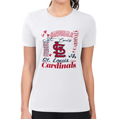 White St. Louis Cardinals G-III 4Her by Carl Banks Women's Super-Slim Fit Lightweight Collage Team Graphic Crew Neck T-Shirt