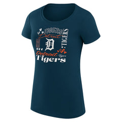 Navy Detroit Tigers G-III 4Her by Carl Banks Women's Super-Slim Fit Lightweight Collage Team Graphic Crew Neck T-Shirt