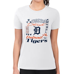 White Detroit Tigers G-III 4Her by Carl Banks Women's Super-Slim Fit Lightweight Collage Team Graphic Crew Neck T-Shirt