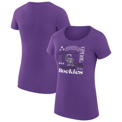 Purple Colorado Rockies G-III 4Her by Carl Banks Women's Super-Slim Fit Lightweight Collage Team Graphic Crew Neck T-Shirt