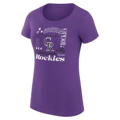 Purple Colorado Rockies G-III 4Her by Carl Banks Women's Super-Slim Fit Lightweight Collage Team Graphic Crew Neck T-Shirt