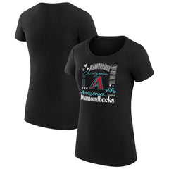 Black Arizona Diamondbacks G-III 4Her by Carl Banks Women's Super-Slim Fit Lightweight Collage Team Graphic Crew Neck T-Shirt