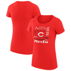 Red Cincinnati Reds G-III 4Her by Carl Banks Women's Super-Slim Fit Lightweight Collage Team Graphic Crew Neck T-Shirt