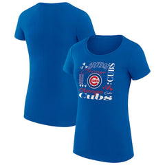 Royal Chicago Cubs G-III 4Her by Carl Banks Women's Super-Slim Fit Lightweight Collage Team Graphic Crew Neck T-Shirt