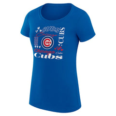 Royal Chicago Cubs G-III 4Her by Carl Banks Women's Super-Slim Fit Lightweight Collage Team Graphic Crew Neck T-Shirt
