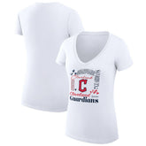 White Cleveland Guardians G-III 4Her by Carl Banks Women's Super-Slim Fit Lightweight Collage Team Graphic V-Neck T-Shirt