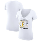 White Pittsburgh Pirates G-III 4Her by Carl Banks Women's Super-Slim Fit Lightweight Collage Team Graphic V-Neck T-Shirt