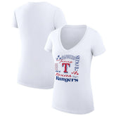 White Texas Rangers G-III 4Her by Carl Banks Women's Super-Slim Fit Lightweight Collage Team Graphic V-Neck T-Shirt