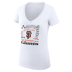 White San Francisco Giants G-III 4Her by Carl Banks Women's Super-Slim Fit Lightweight Collage Team Graphic V-Neck T-Shirt