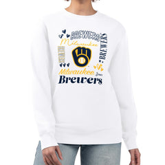 White Milwaukee Brewers G-III 4Her by Carl Banks Women's Collage Team Graphic Fleece Pullover Hoodie