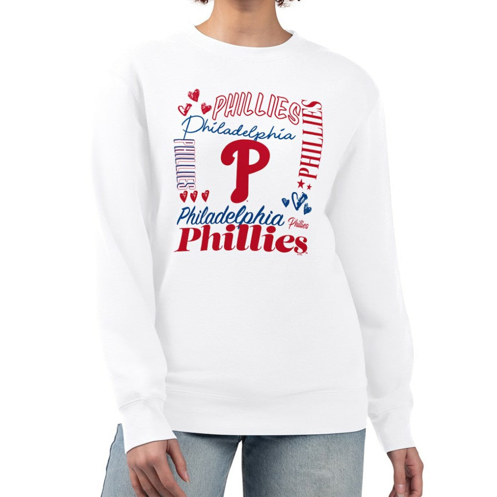White Philadelphia Phillies G-III 4Her by Carl Banks Women's Collage Team Graphic Fleece Pullover Hoodie