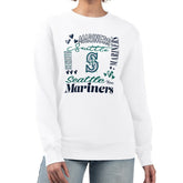 White Seattle Mariners G-III 4Her by Carl Banks Women's Collage Team Graphic Fleece Pullover Hoodie