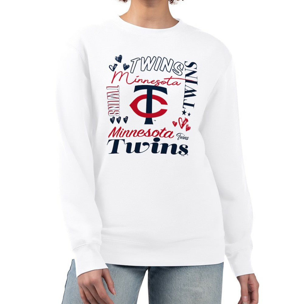 White Minnesota Twins G-III 4Her by Carl Banks Women's Collage Team Graphic Fleece Pullover Hoodie