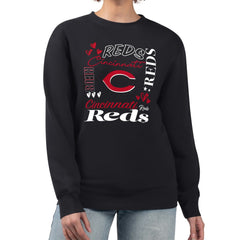 Black Cincinnati Reds G-III 4Her by Carl Banks Women's Collage Team Graphic Fleece Pullover Hoodie